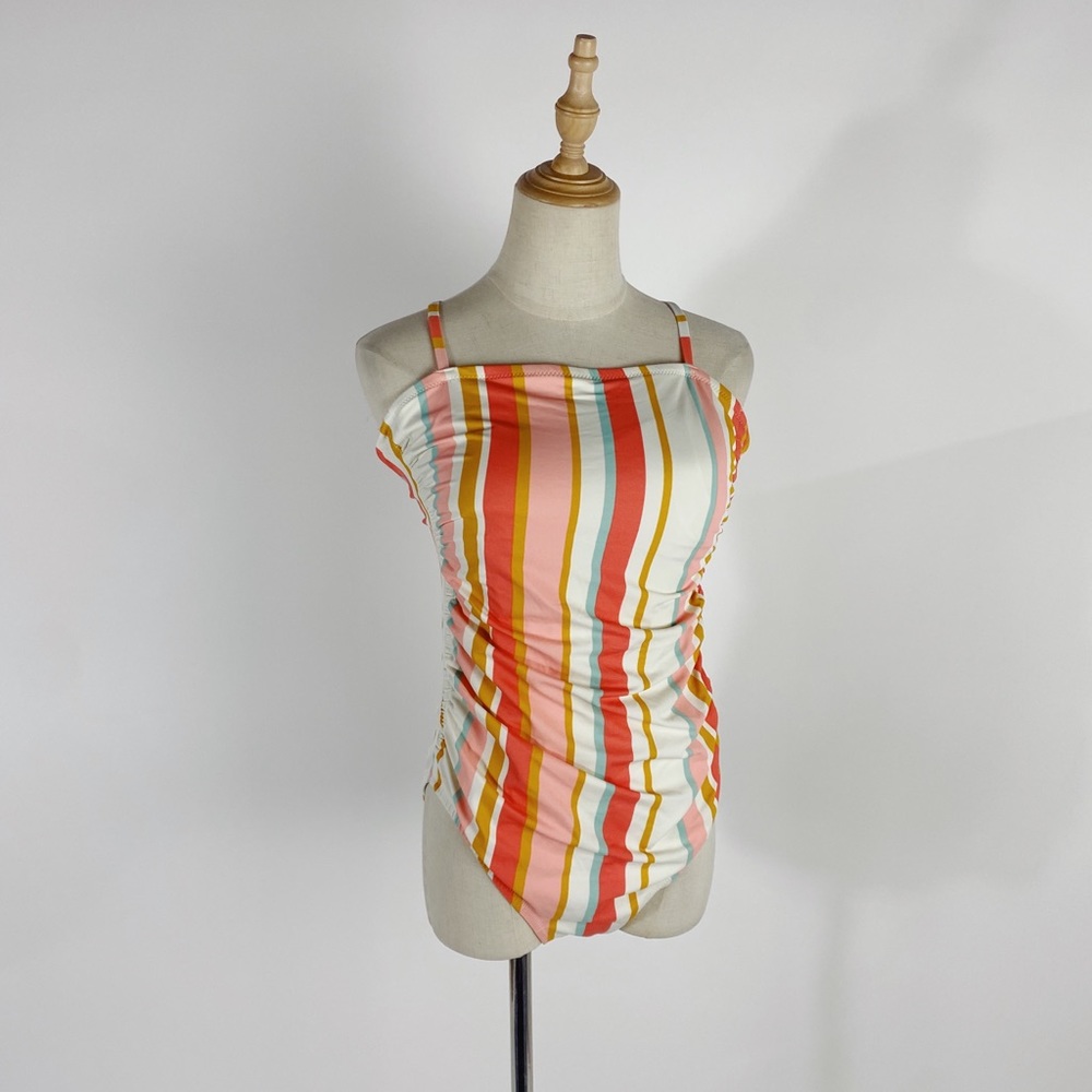 KONA SOL Striped Sherbet High Neck One Piece Swimsuit Womens Large - Picture 2 of 9